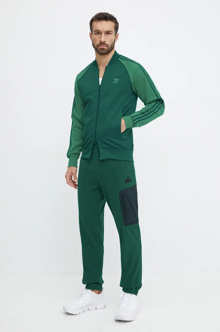 Кофта adidas Originals Adicolor Classics SST Tracktop чоловіча колір зелений візерунок IY8731