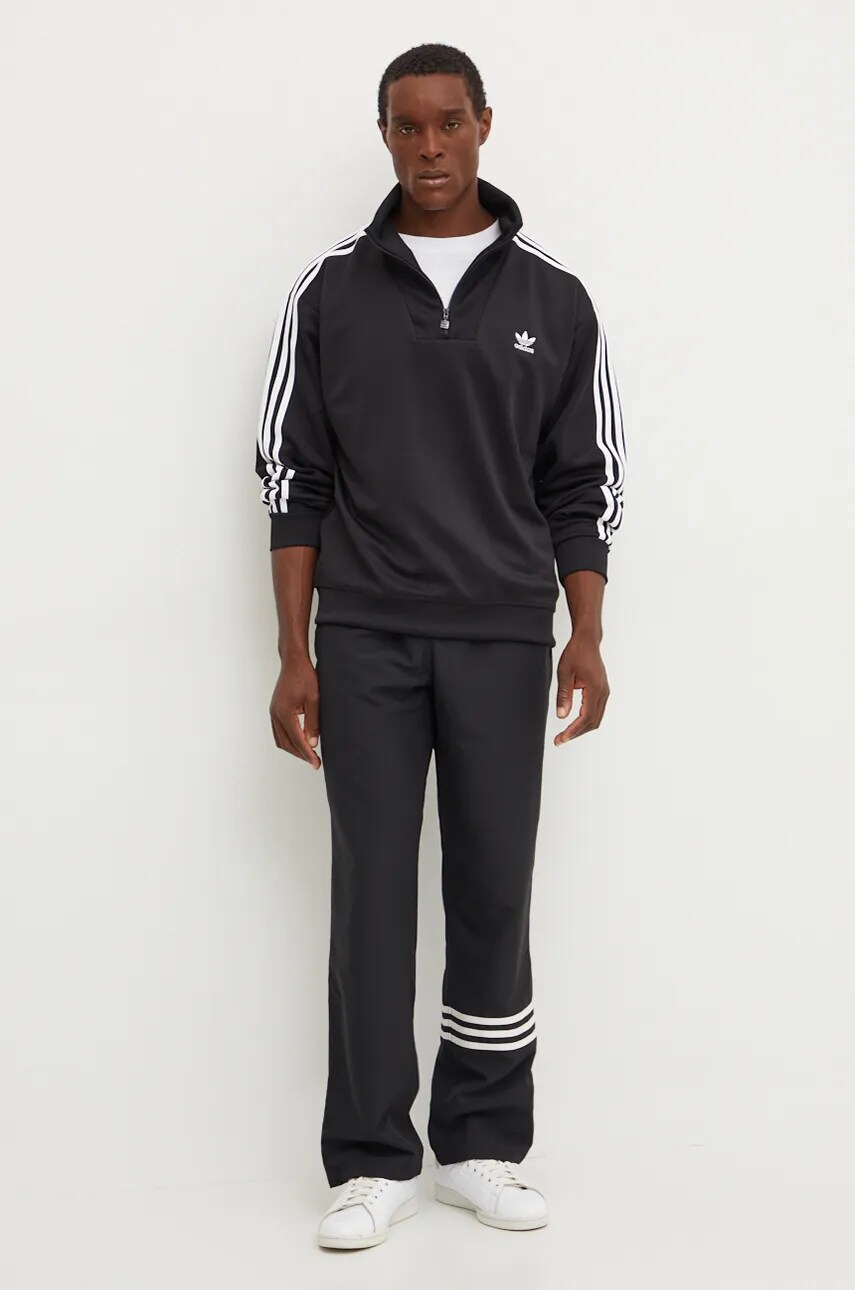 Кофта adidas Originals Funnelneck Tracktop чоловіча колір чорний з аплікацією IZ4803