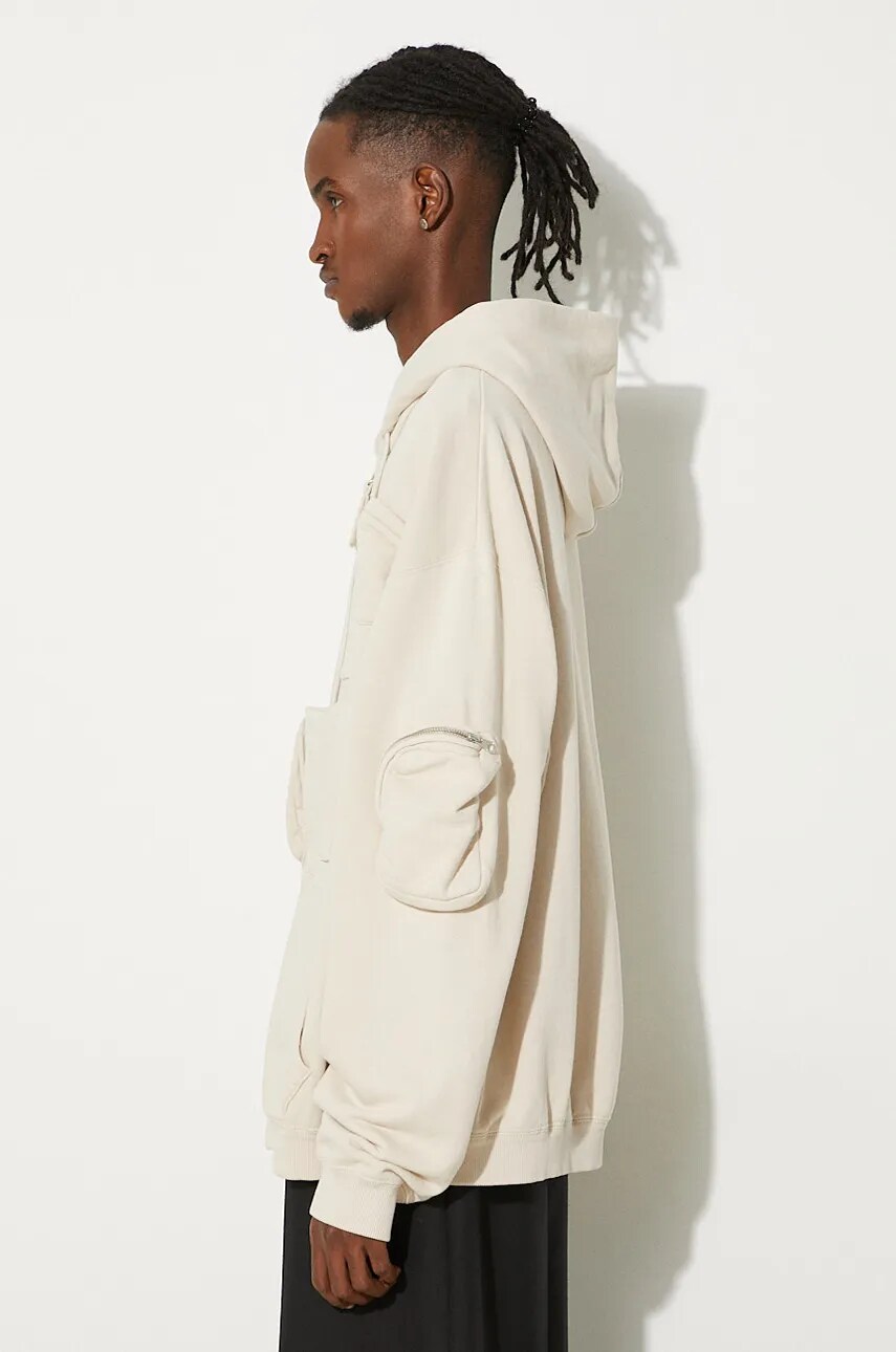 Бавовняна кофта MM6 Maison Margiela чоловіча колір бежевий з капюшоном однотонна SH0HG0003.M25003