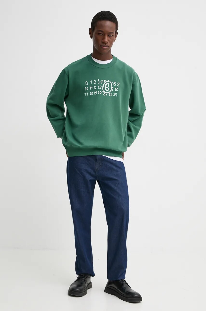 Бавовняна кофта MM6 Maison Margiela чоловіча колір зелений з принтом SH2GU0011.M25004