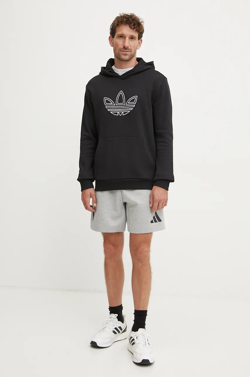 Бавовняна кофта adidas Originals Outline Hoodie чоловіча колір чорний з капюшоном з аплікацією JJ1506