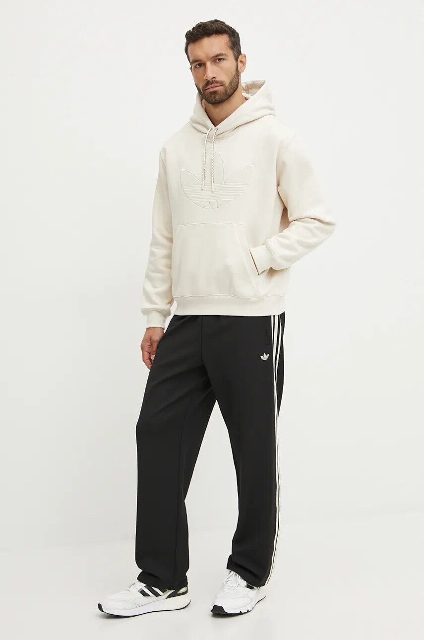 Кофта adidas Originals Hooded Sweat чоловіча колір бежевий з капюшоном з аплікацією JN5969