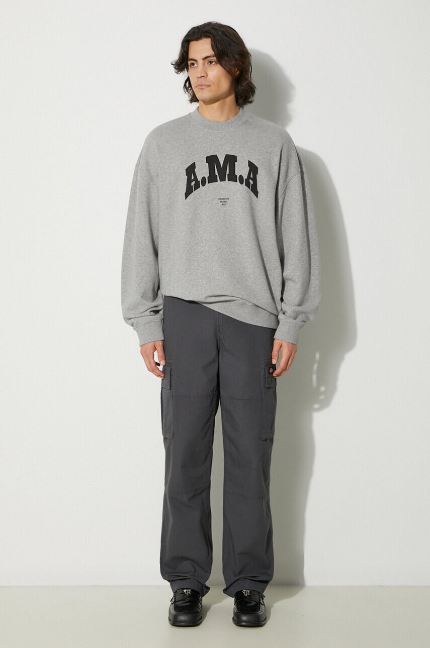 Бавовняна кофта Marcelo Burlon Ama Comfort Crewneck чоловіча колір сірий з принтом CMBA097F24FLE0030810