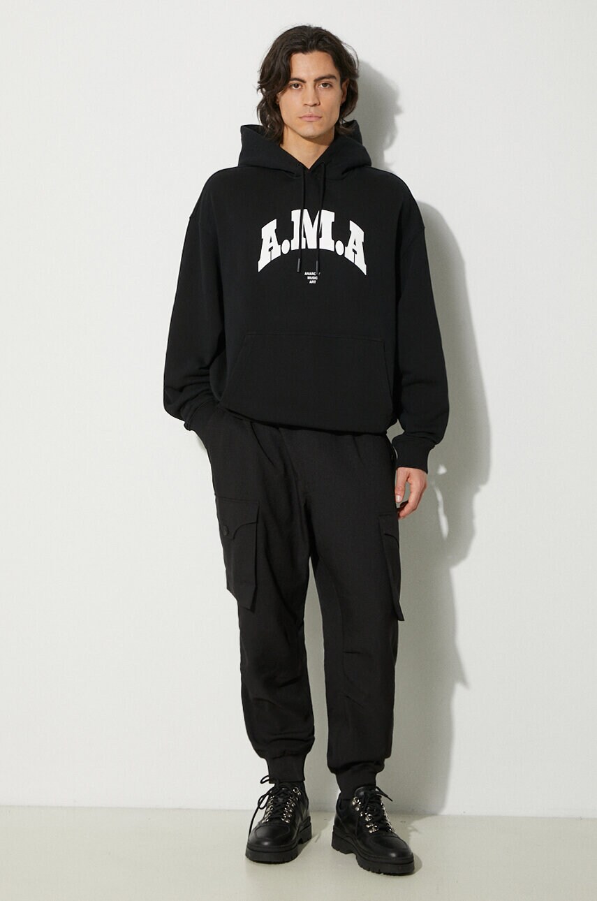 Бавовняна кофта Marcelo Burlon Ama Comfort Hoodie чоловіча колір чорний з капюшоном з принтом CMBB106F24FLE0081001