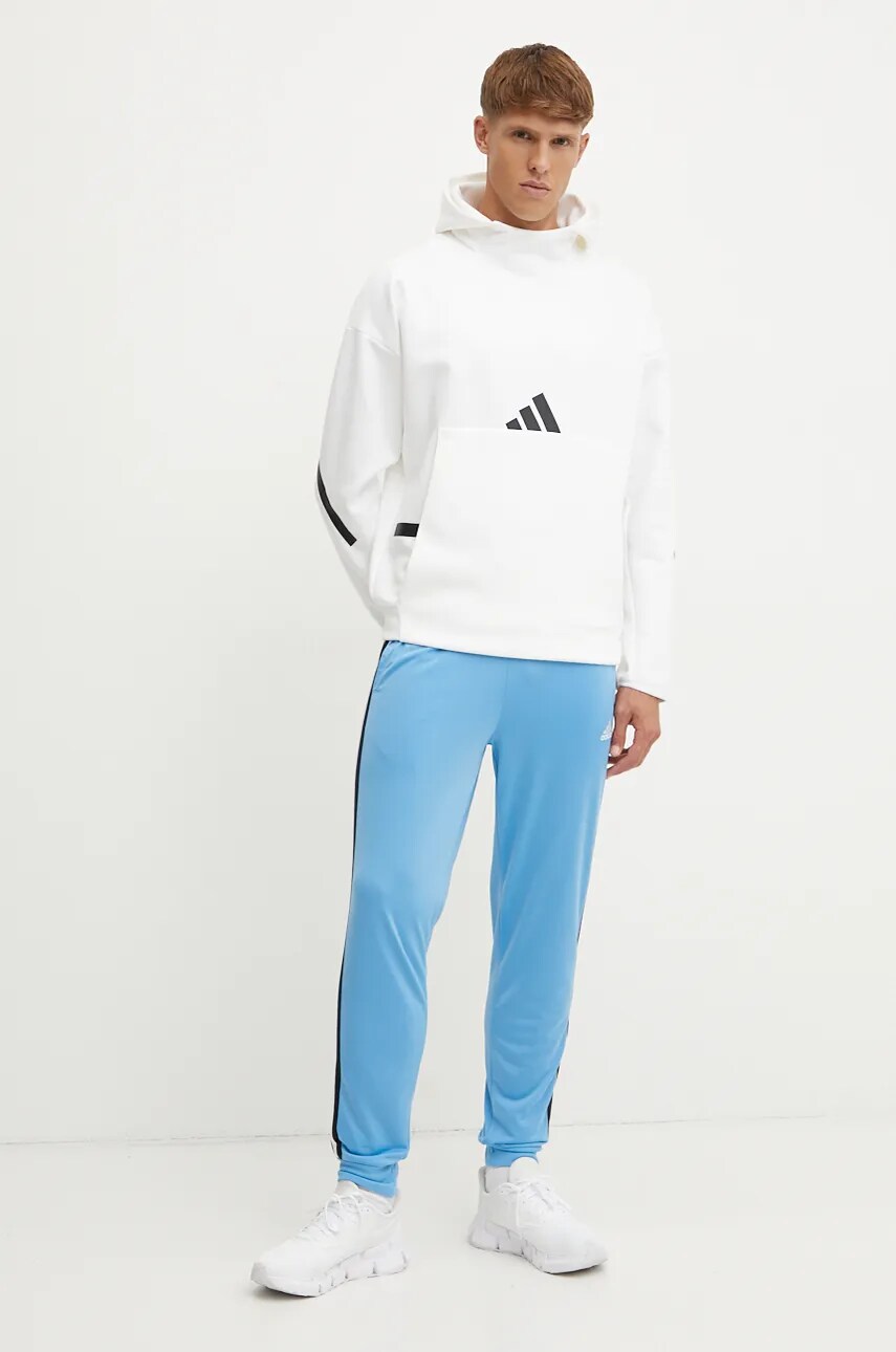 Кофта adidas ZNE чоловіча колір бежевий з капюшоном з принтом JF2454