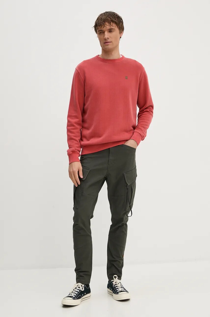 Бавовняна кофта G-Star Raw чоловіча колір червоний однотонна D25891-D688