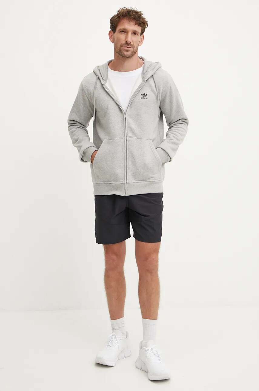 Кофта adidas Originals чоловіча колір сірий з капюшоном однотонна IY7354