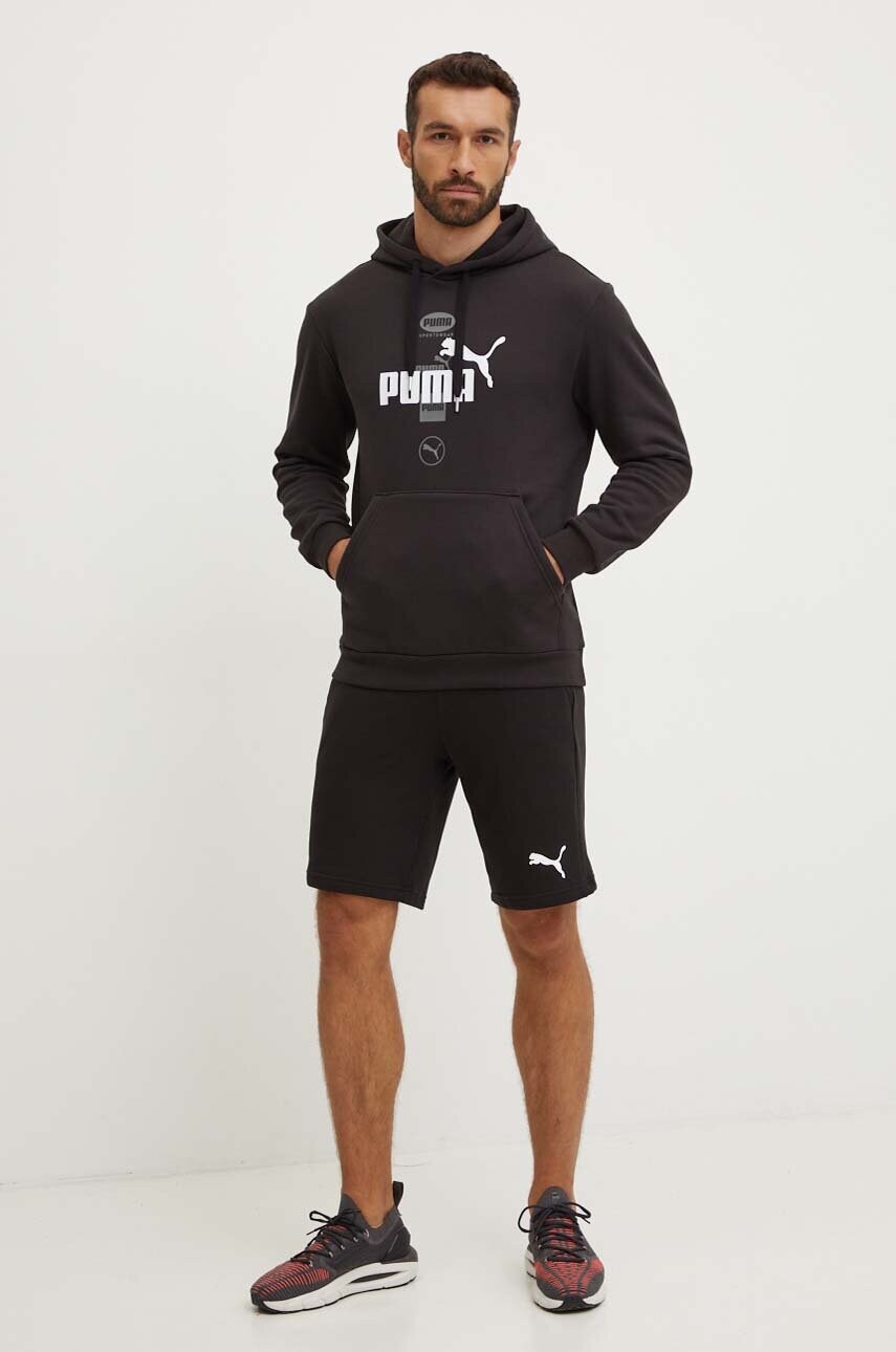 Кофта Puma чоловіча колір чорний з капюшоном з принтом 681741