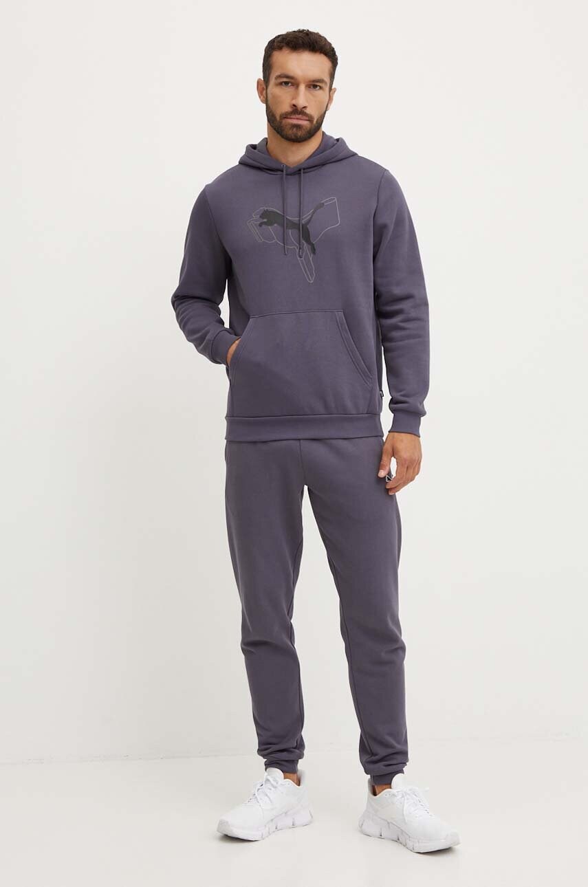 Кофта Puma чоловіча колір сірий з капюшоном з принтом 683799