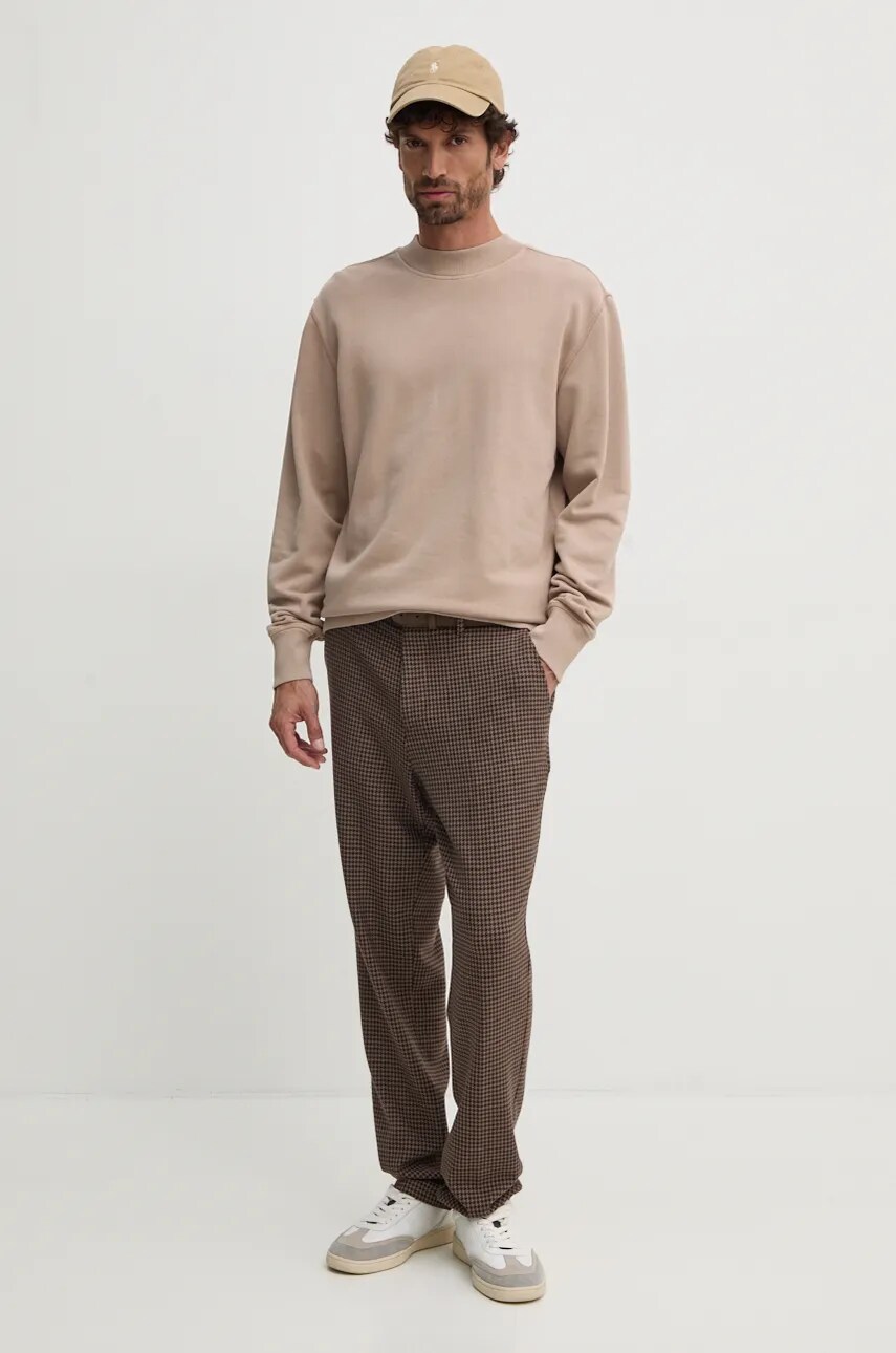 Кофта Calvin Klein Jeans чоловіча колір бежевий однотонна J30J326455