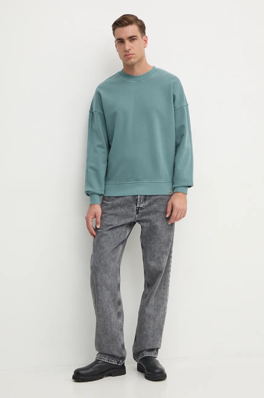 Бавовняна кофта Calvin Klein Jeans чоловіча колір зелений однотонна J30J326687