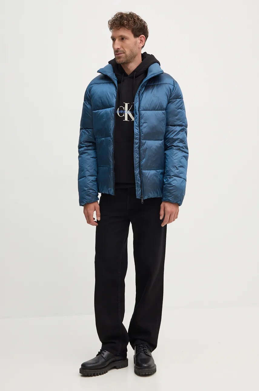 Бавовняна кофта Calvin Klein Jeans чоловіча колір чорний з капюшоном з принтом J30J326875