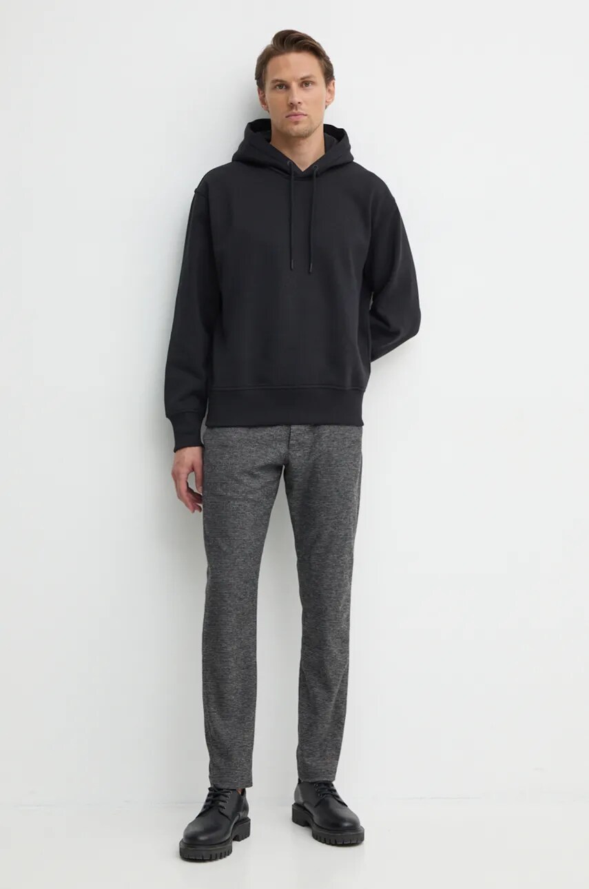Кофта Calvin Klein Jeans чоловіча колір чорний з капюшоном однотонна J30J326878