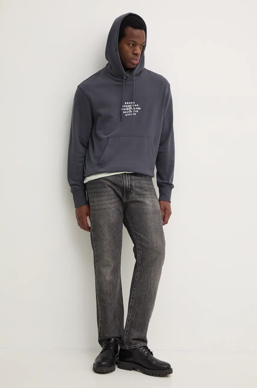 Бавовняна кофта Calvin Klein Jeans чоловіча колір сірий з капюшоном з принтом J30J326879