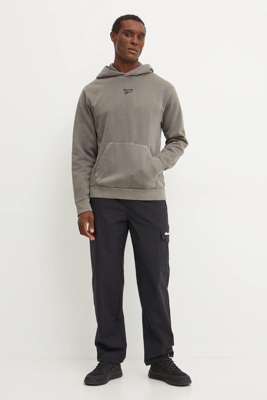Кофта Reebok Identity Washed чоловіча колір сірий з капюшоном однотонна 100205480