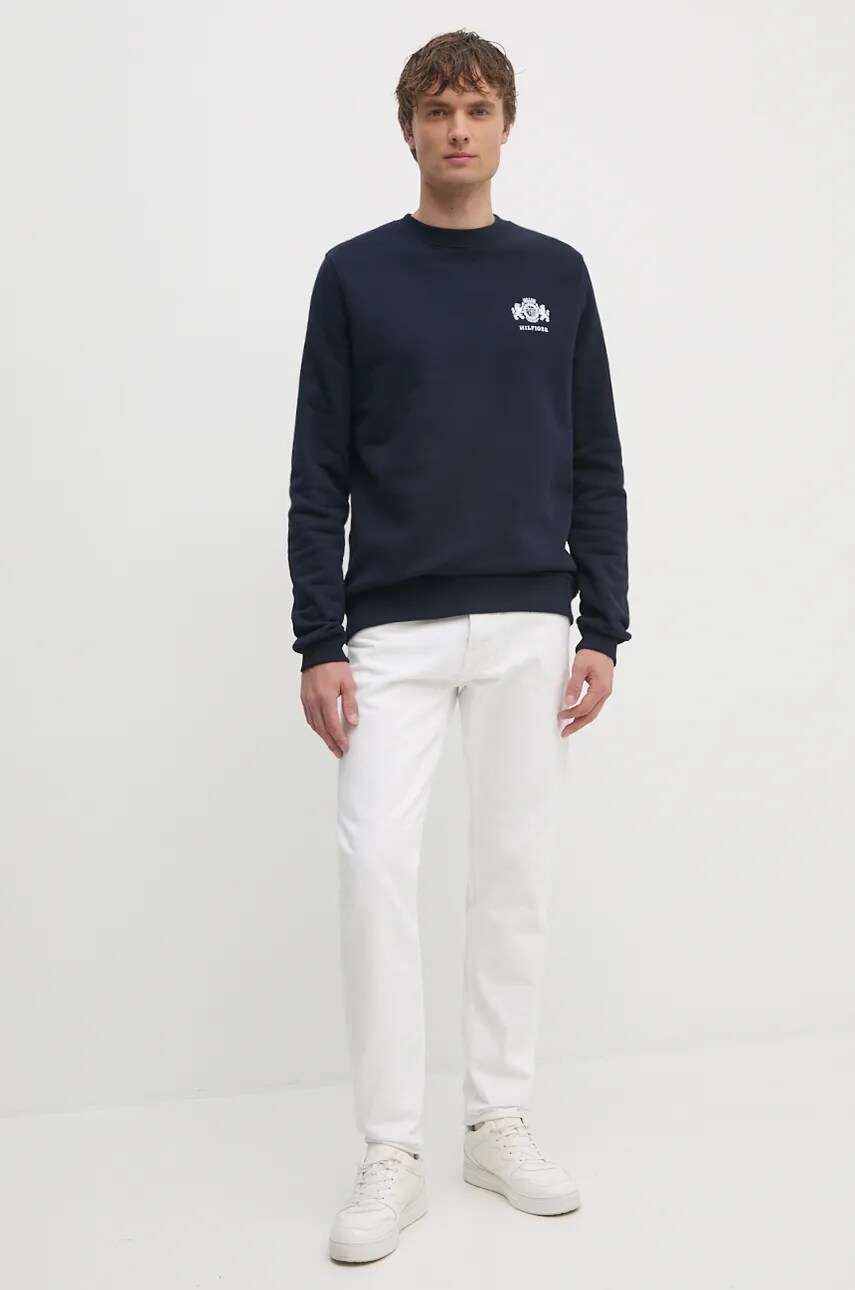 Бавовняна кофта Tommy Hilfiger чоловіча колір синій з аплікацією MW0MW35528