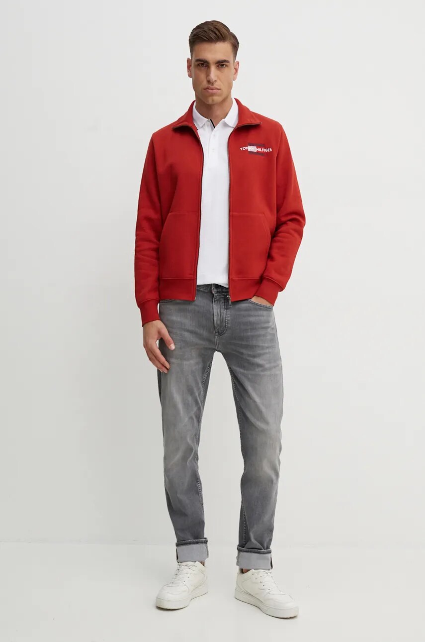 Кофта Tommy Hilfiger чоловіча колір червоний з аплікацією MW0MW35539