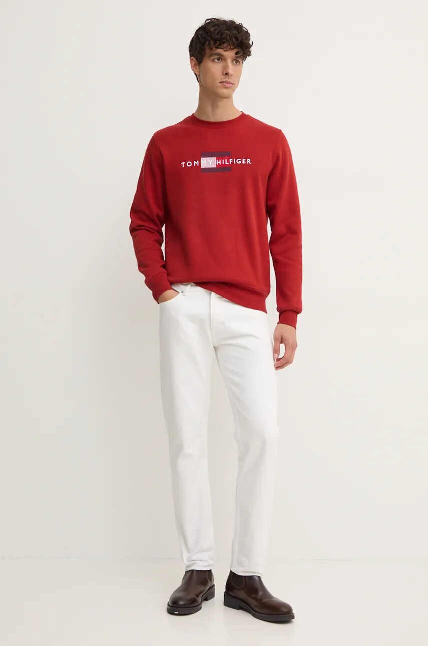Кофта Tommy Hilfiger чоловіча колір червоний з аплікацією MW0MW35541
