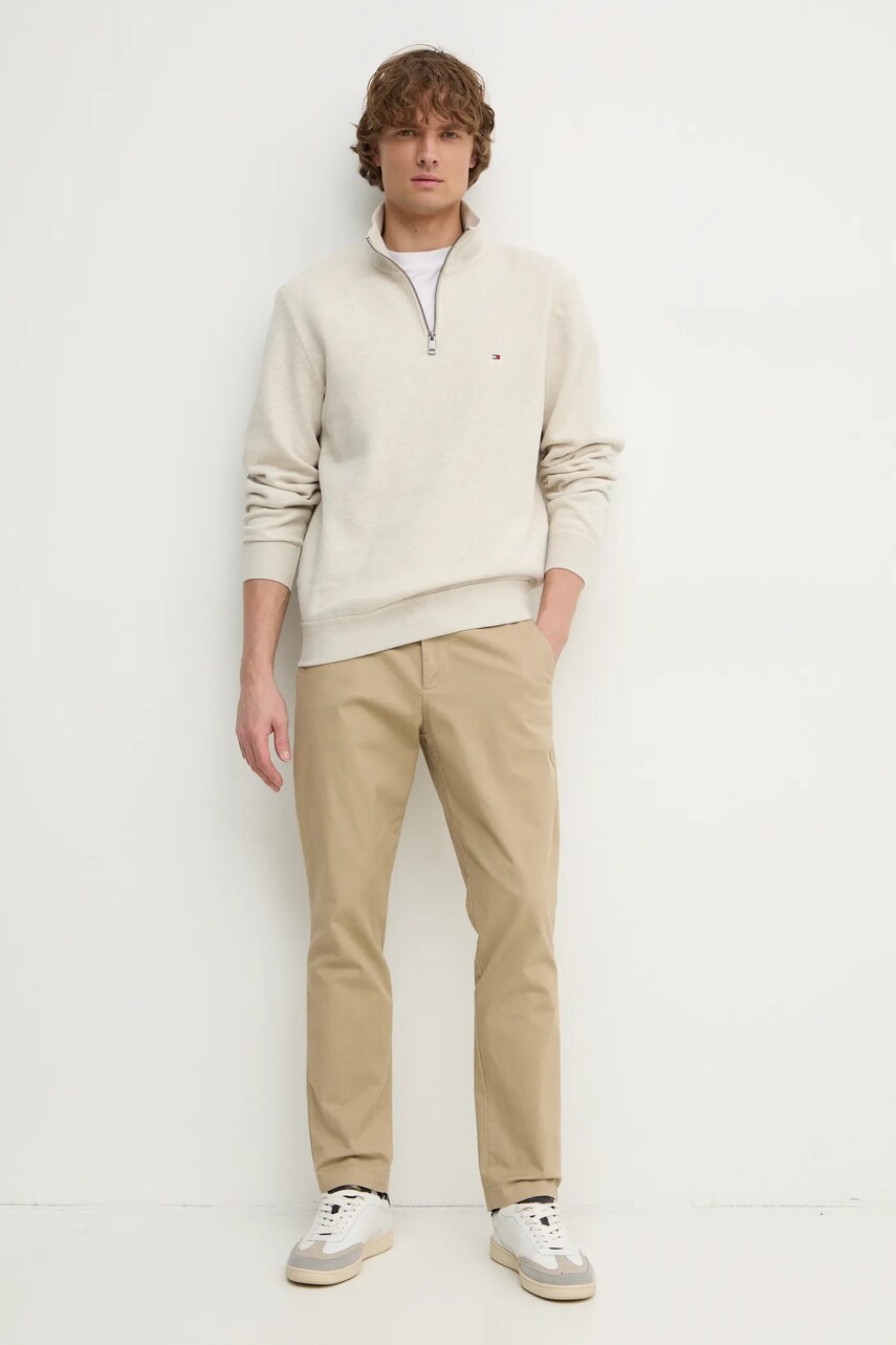 Кофта Tommy Hilfiger чоловіча колір бежевий однотонна MW0MW37233
