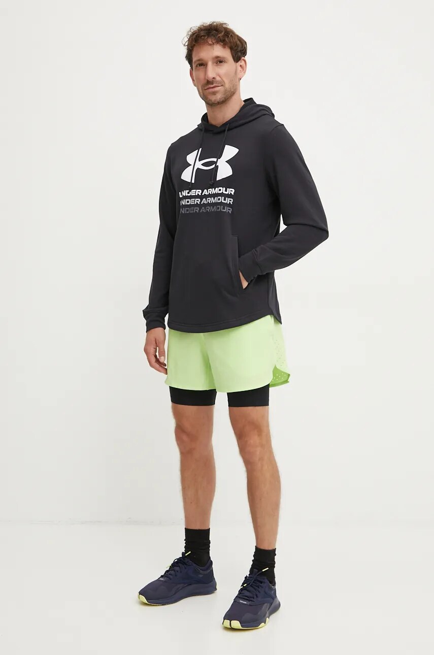 Тренувальна кофта Under Armour Rival колір чорний з капюшоном з принтом 1386047