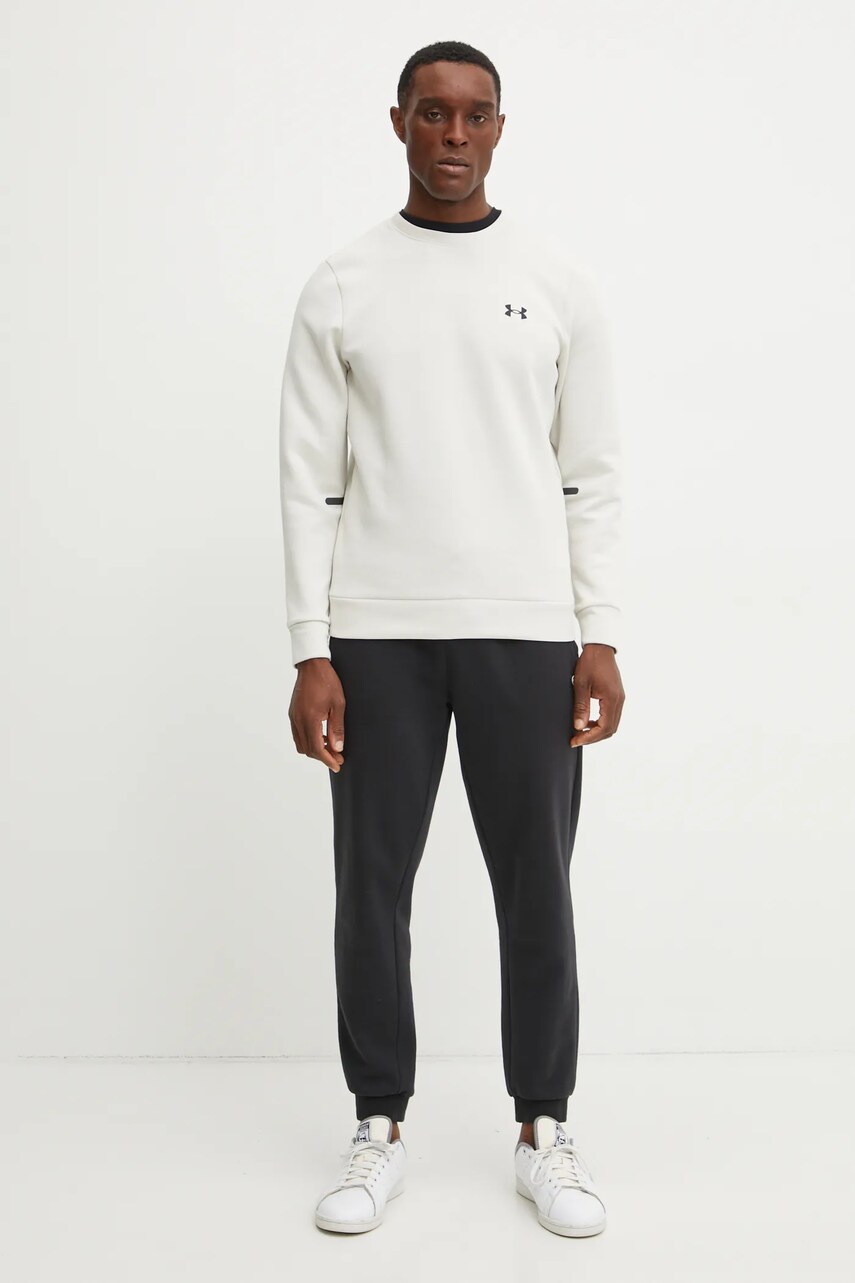 Кофта Under Armour Unstoppable Fleece Crew чоловіча колір сірий з принтом 1389351