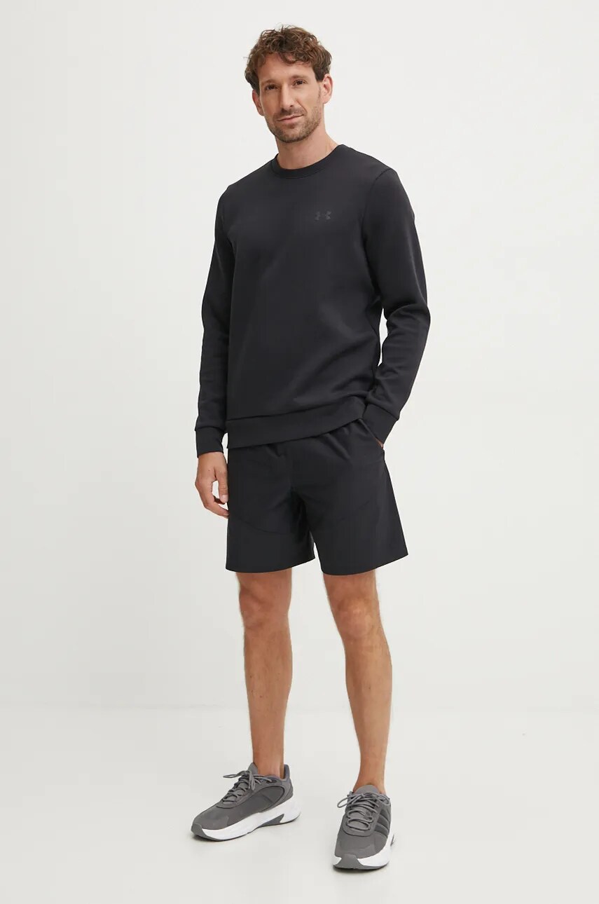 Кофта Under Armour Unstoppable Fleece Crew чоловіча колір чорний з принтом 1389351