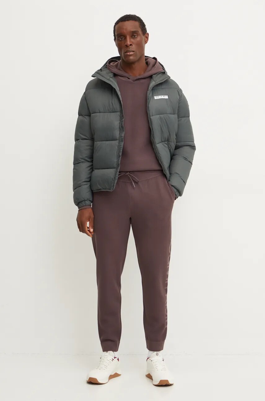 Кофта Calvin Klein Performance чоловіча колір коричневий з капюшоном однотонна 00GMF4W334