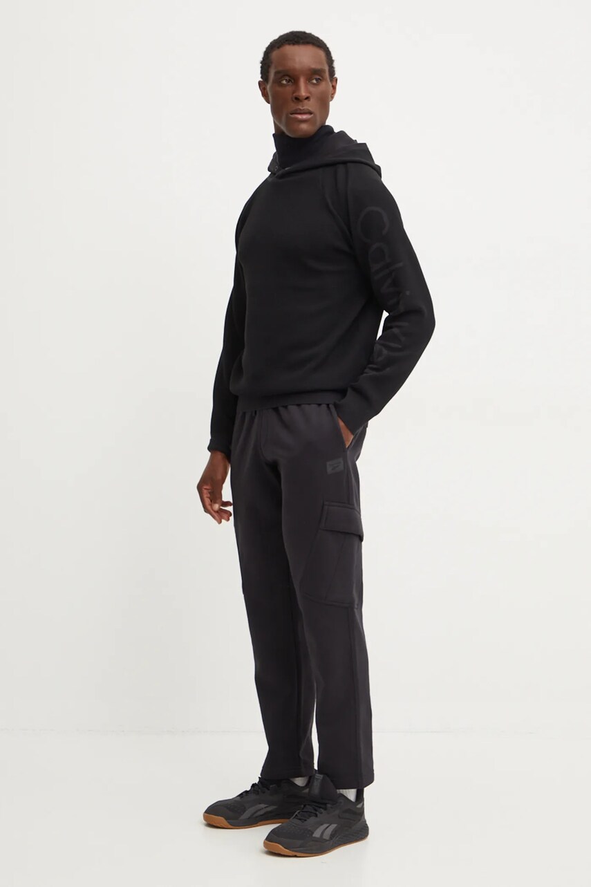 Кофта Calvin Klein Performance чоловіча колір чорний з капюшоном однотонна 00GMF4W334