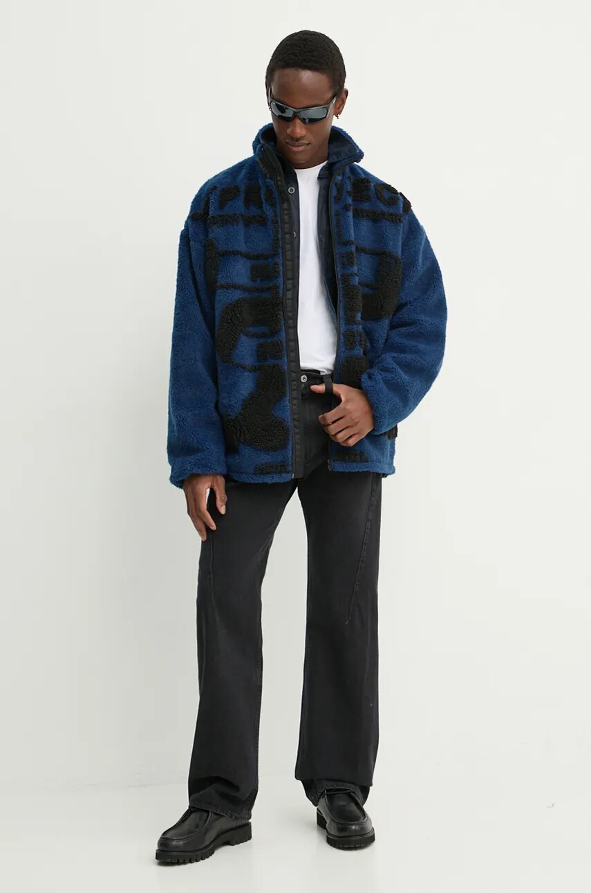 Куртка Y/Project PARIS' BEST JACQUARD FLEECE JACKET чоловіча колір синій перехідна oversize 209JA002