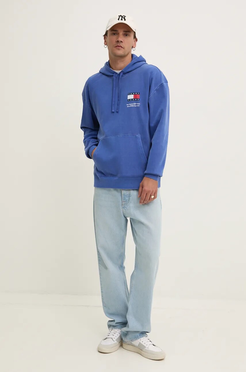 Бавовняна кофта Tommy Jeans чоловіча з капюшоном з принтом DM0DM20500