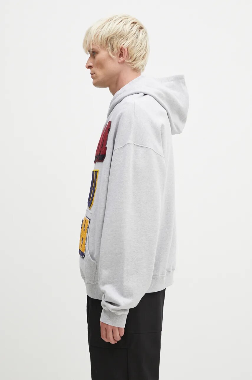 Кофта AMBUSH Zip Up Sweatshirt чоловіча колір сірий з капюшоном з аплікацією BMBE003F24FLE0020505