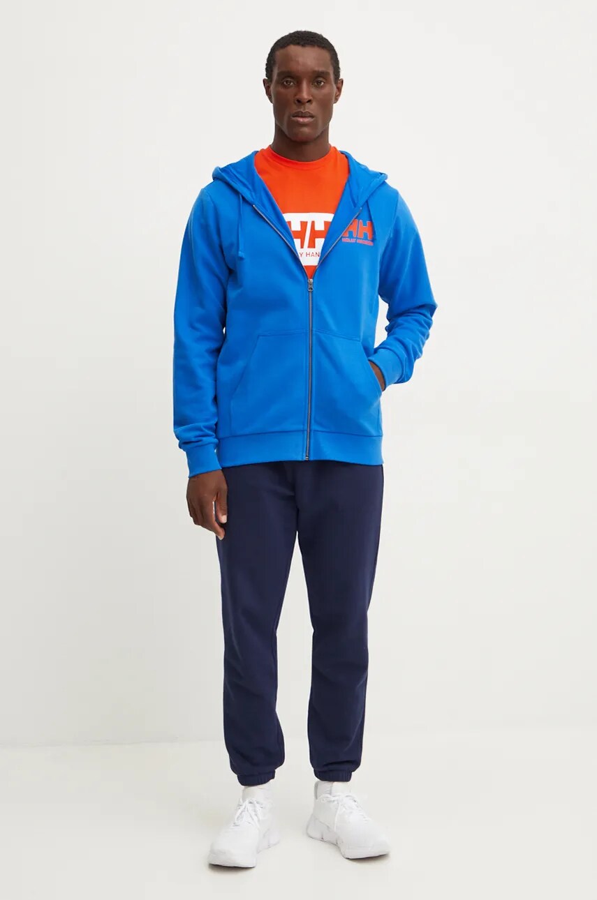 Бавовняна кофта Helly Hansen HH LOGO чоловіча з капюшоном з принтом 30393