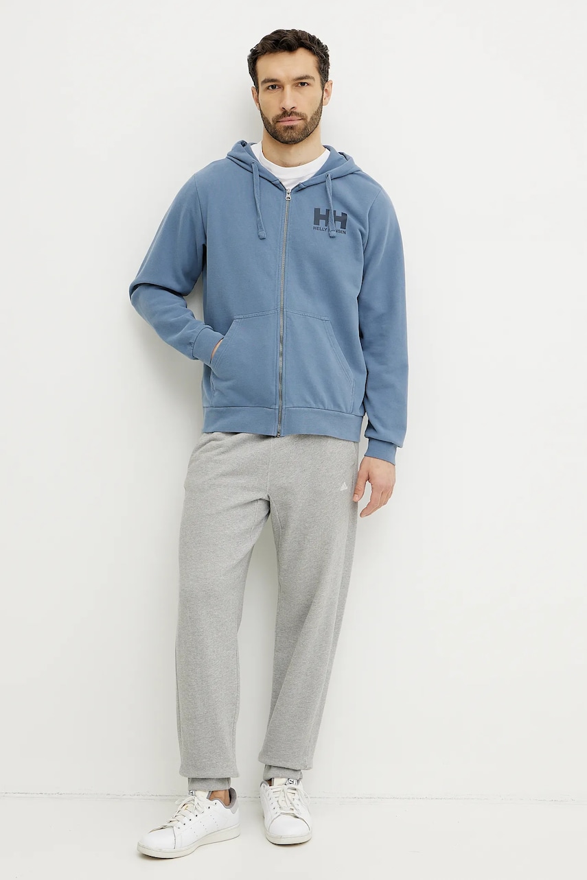 Бавовняна кофта Helly Hansen HH LOGO чоловіча з капюшоном з принтом 30393