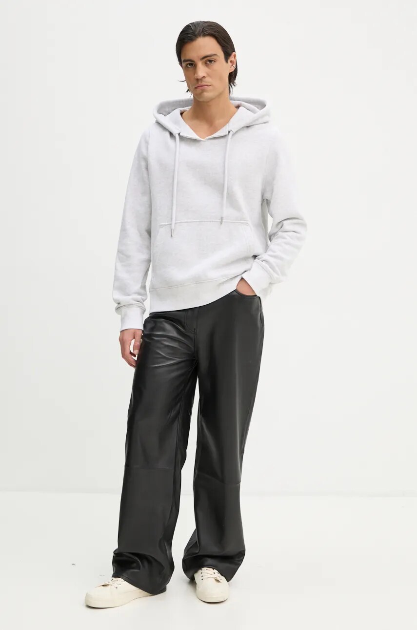 Кофта ZADIG&VOLTAIRE чоловіча колір сірий з капюшоном з принтом JMSS00253