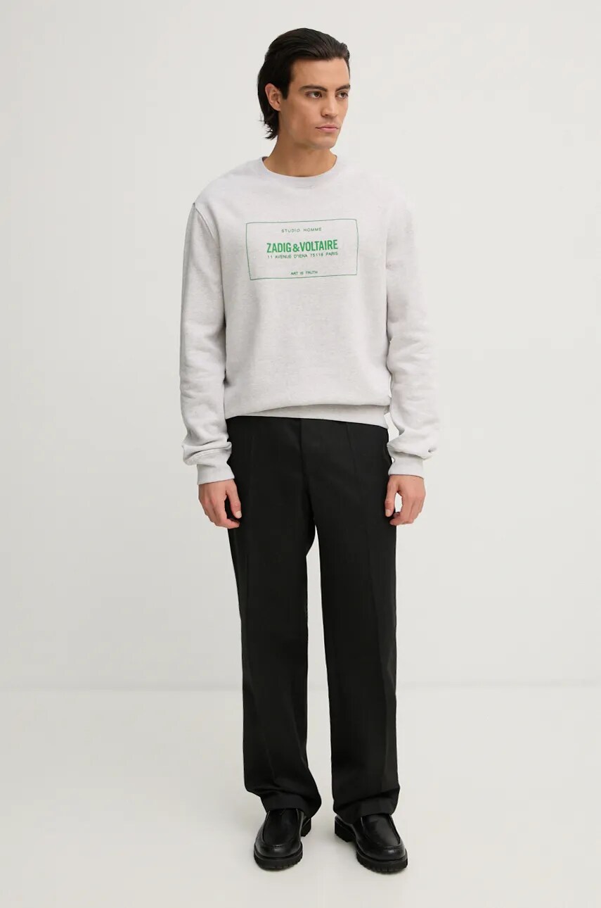 Кофта ZADIG&VOLTAIRE чоловіча колір сірий з принтом JMSS00260