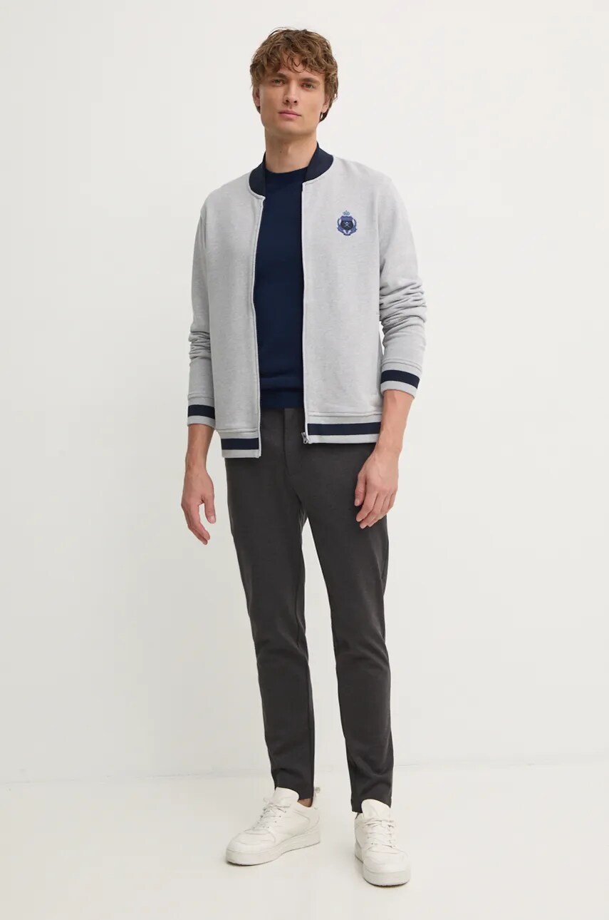 Бавовняна кофта Hackett London чоловіча колір сірий меланж HM581278