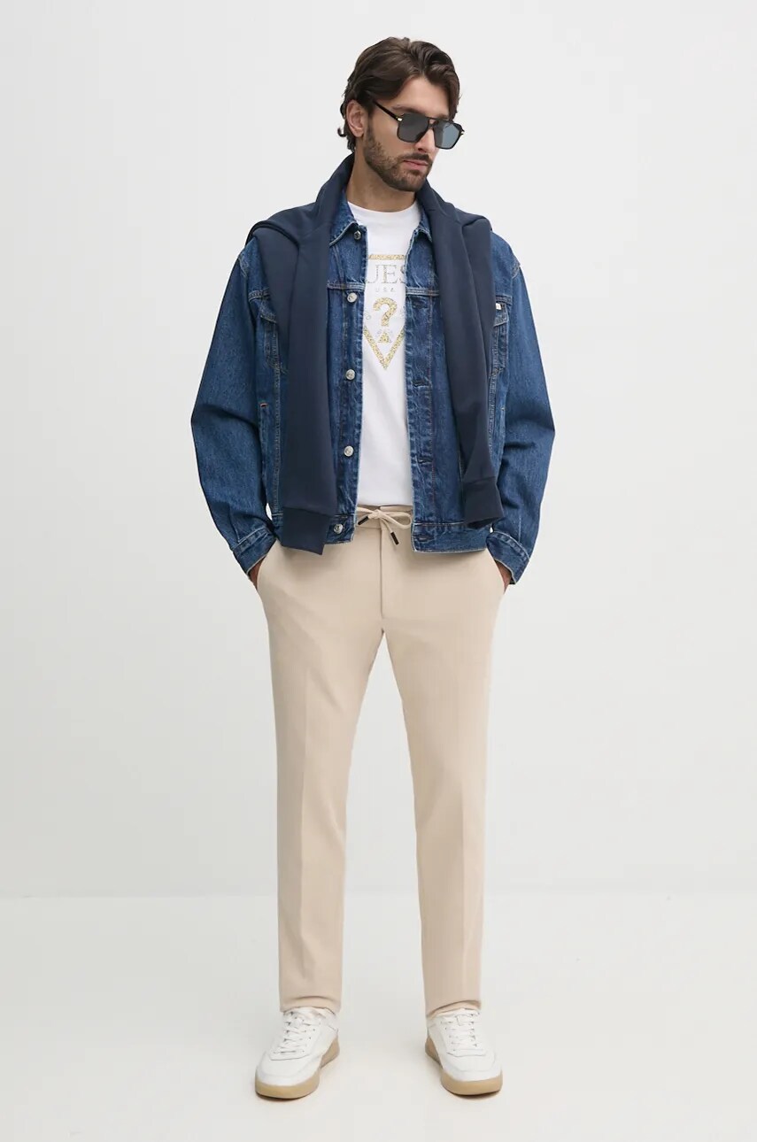 Кофта Hackett London чоловіча колір синій з аплікацією HM581279