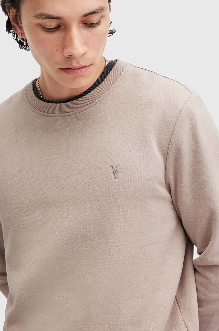 Бавовняна кофта AllSaints RAVEN CREW чоловіча колір бежевий однотонна M037NB