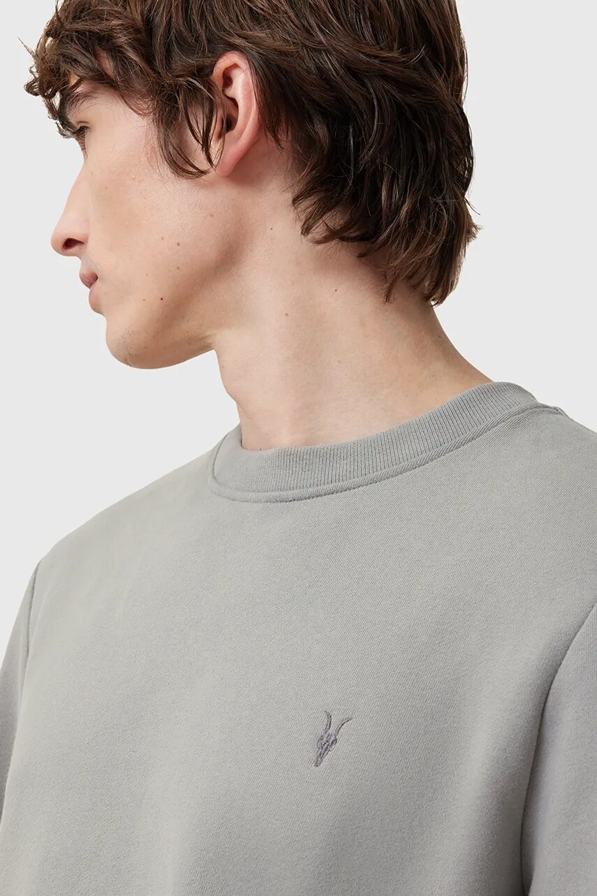 Бавовняна кофта AllSaints RAVEN CREW чоловіча колір сірий однотонна M037NB