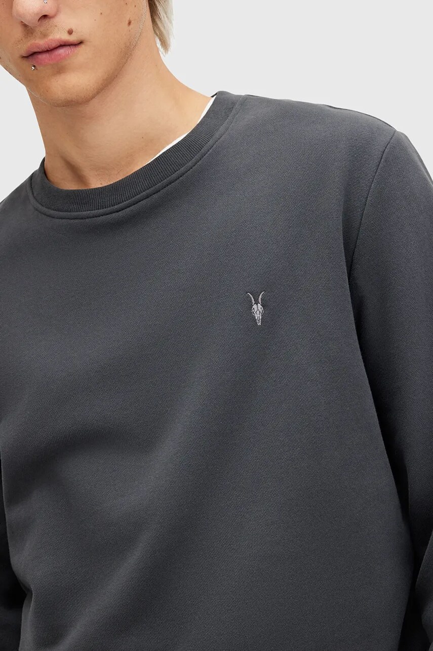 Бавовняна кофта AllSaints RAVEN CREW чоловіча колір сірий однотонна M037NB
