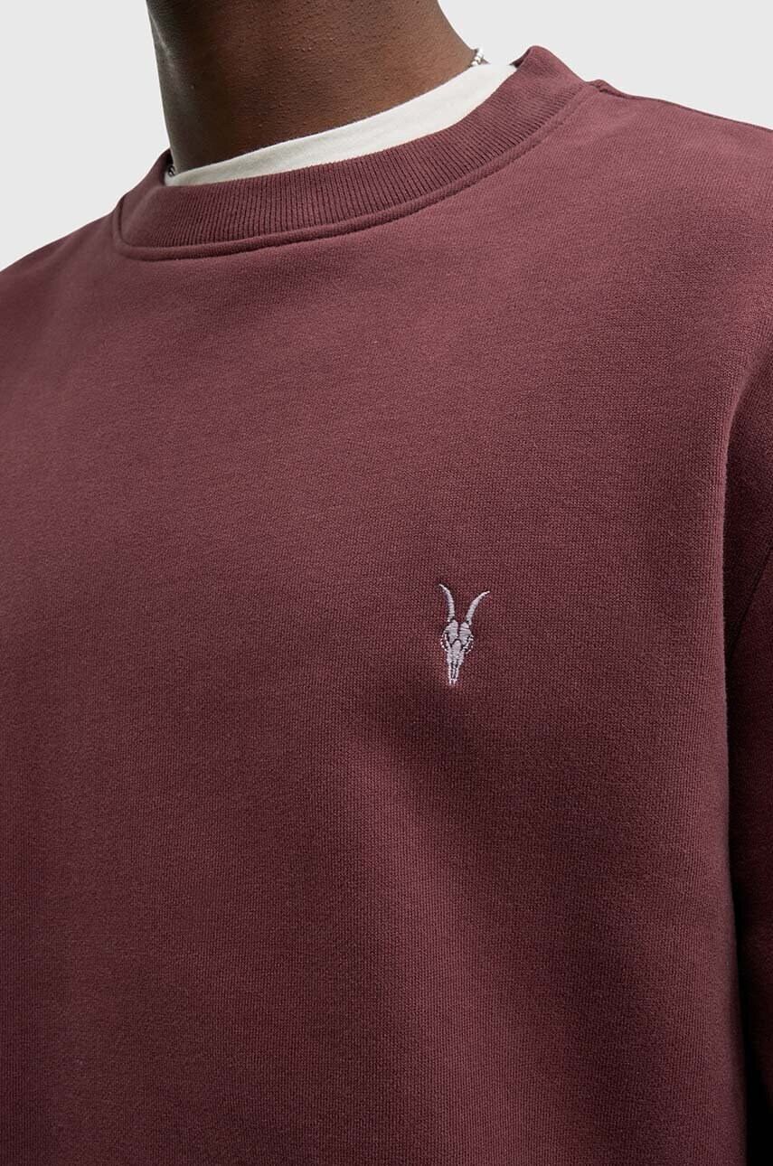 Бавовняна кофта AllSaints RAVEN CREW чоловіча колір бордовий однотонна M037NB