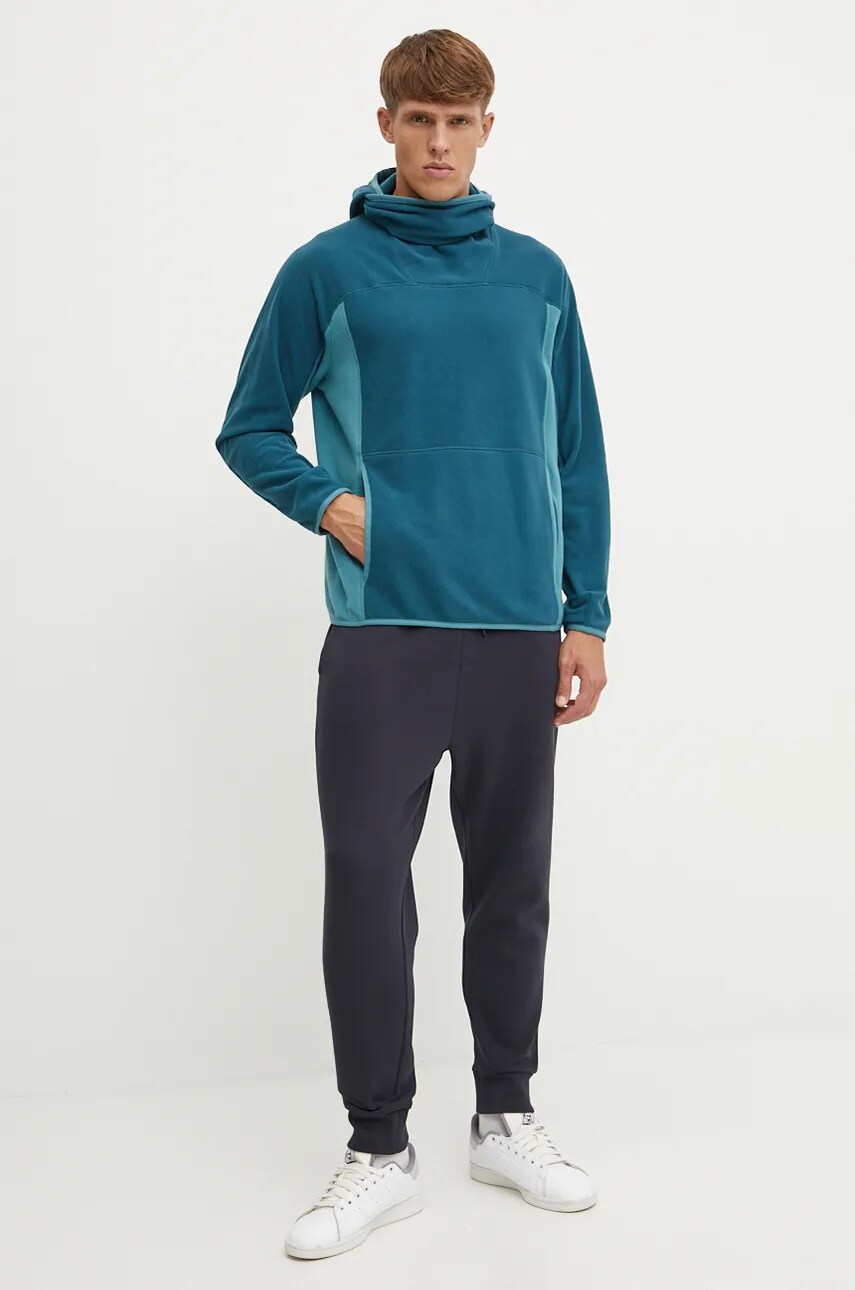 Кофта Peak Performance Treeline Fleece чоловіча колір бірюзовий з капюшоном візерунок G79917
