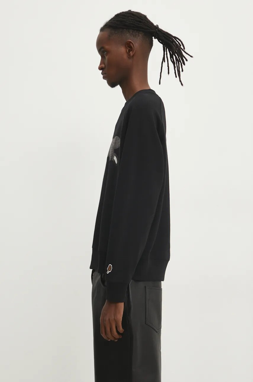 Бавовняна кофта ICECREAM Woodgrain Running Dog Crewneck чоловіча колір чорний з принтом IC24327