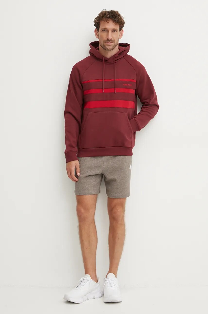 Кофта adidas Originals чоловіча колір бордовий з капюшоном візерунок IX9605