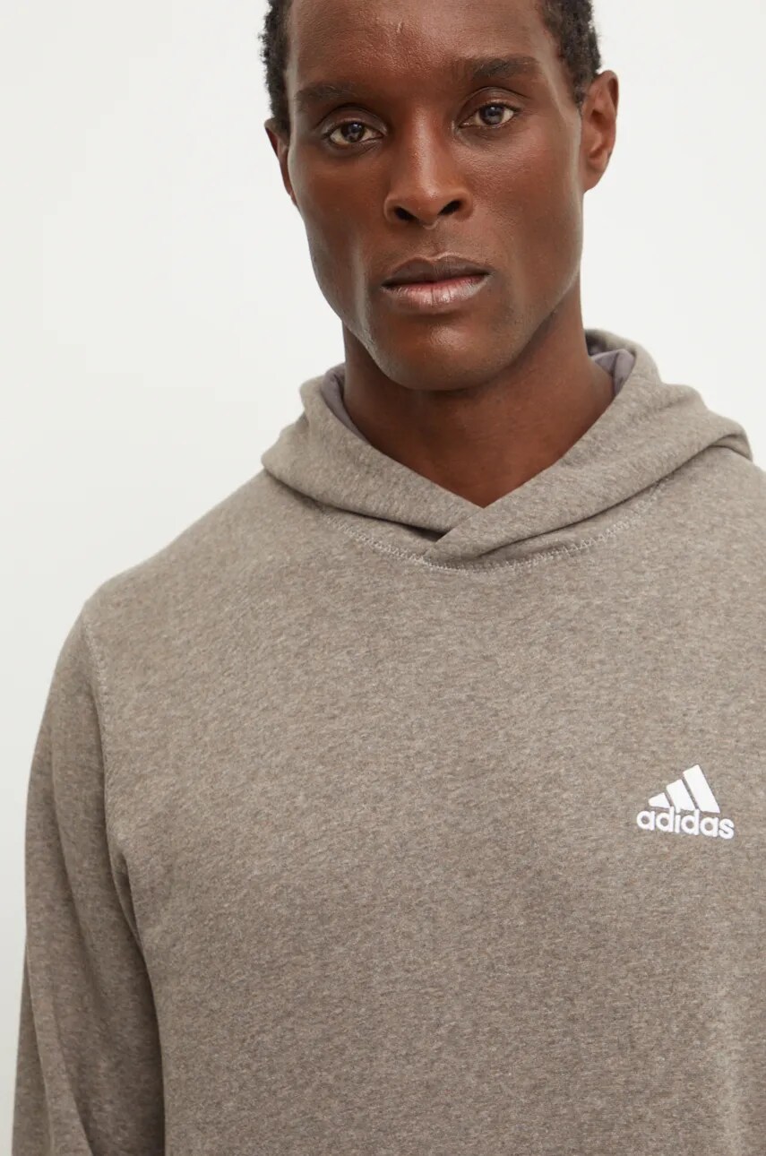 Кофта adidas чоловіча колір коричневий з капюшоном меланж IY6617