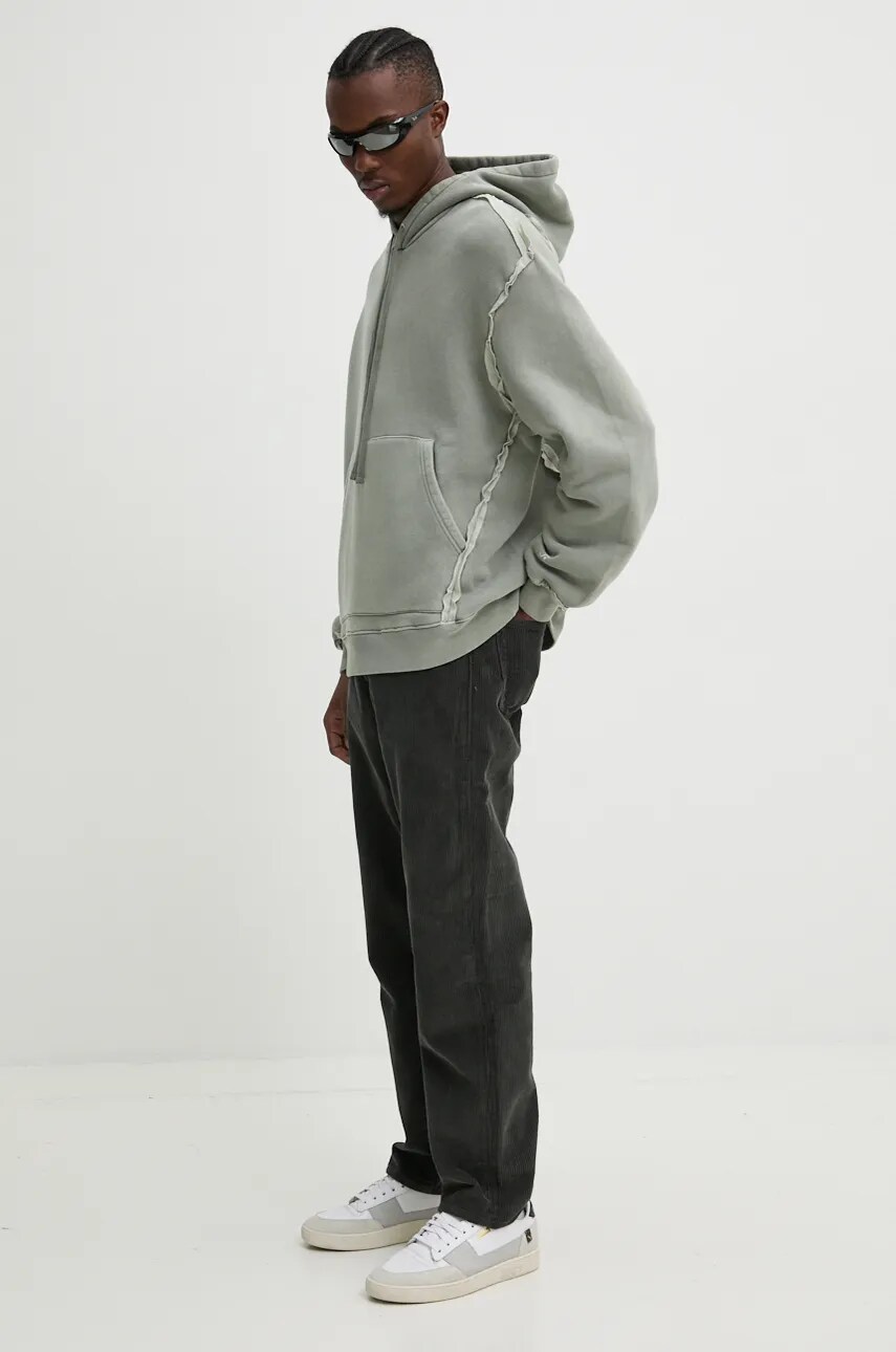 Бавовняна кофта A-COLD-WALL* Facade Hoodie чоловіча колір сірий з капюшоном однотонна ACWMW200