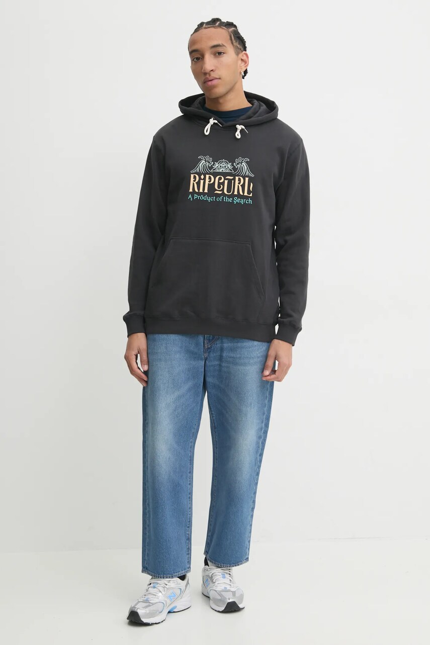 Кофта Rip Curl DOWN THE LINE чоловіча колір сірий з капюшоном з принтом 06HMFL