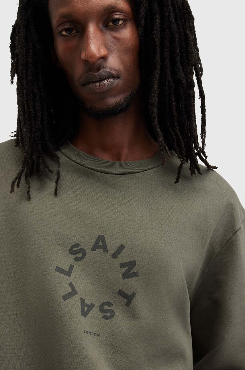 Бавовняна кофта AllSaints TIERRA CREW чоловіча колір зелений з принтом M035NB