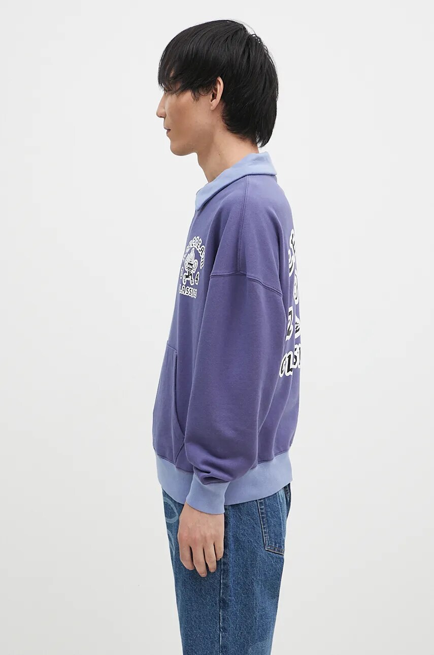 Бавовняна кофта ICECREAM Cone Man Quarter Zip чоловіча колір фіолетовий з принтом IC24332
