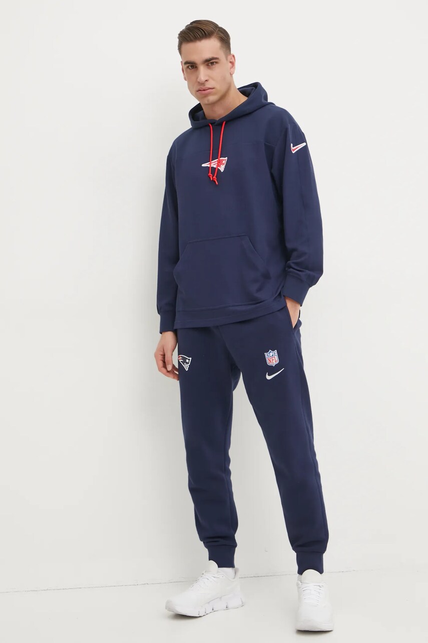 Кофта з вовною Nike New England Patriots колір синій з капюшоном з аплікацією 02FI-41S-8K-L98